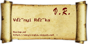Ványi Réka névjegykártya